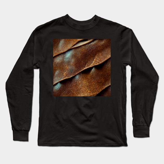 Brown Imitation leather stripes, natural and ecological leather print #25 Long Sleeve T-Shirt by Endless-Designs